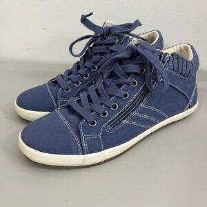 Taos Startup Sneakers Womens 7.5 Blue Canvas‎ High Top Zip Comfort Walking Shoes